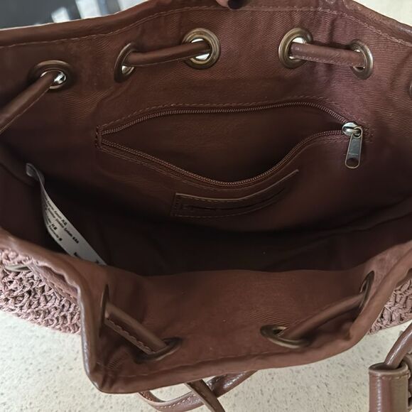 NWOT Free People Cabana Crossbody Bag Brown Beachy Slouchy Vegan Leather Woven - Picture 15 of 15